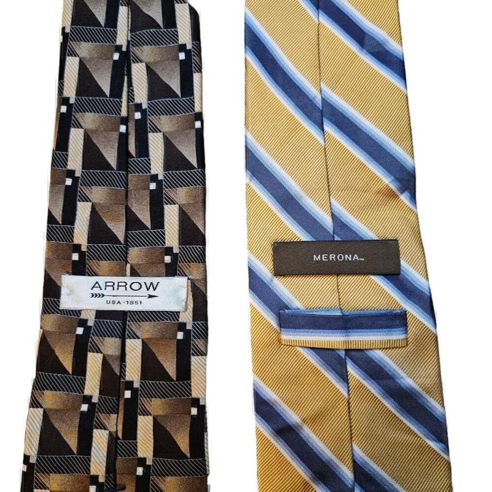 Men's Arrow and Merona Ties - Brown and Gold Striped - Picture 2 of 3